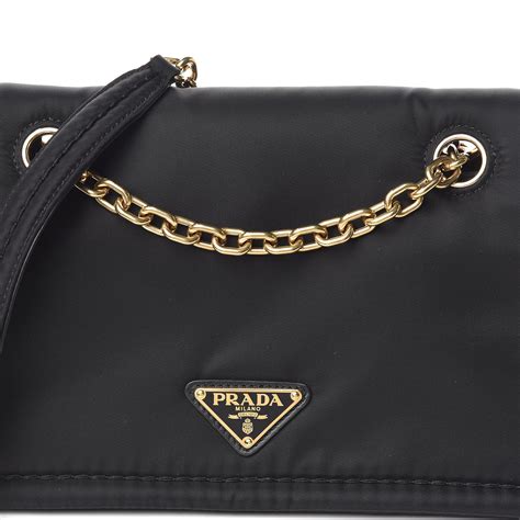 prada chain-link detail shoulder bag|Prada nylon tessuto shoulder bag.